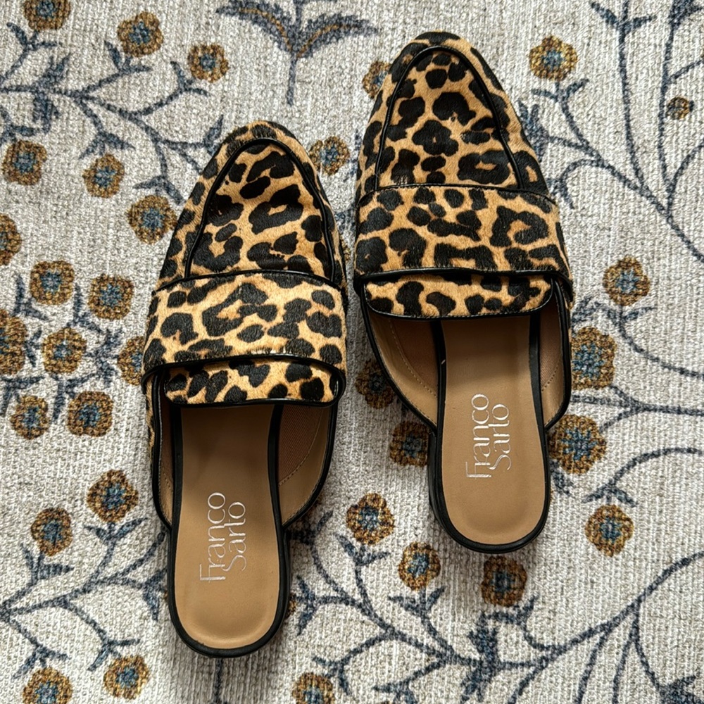 Franco Sarto Leopard Mules size 7